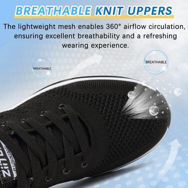 Жіночі кросівки для бігу та фітнесу. Зручні, дихаючі, з амортизацією. Розмір 36 EU, чорно-білі