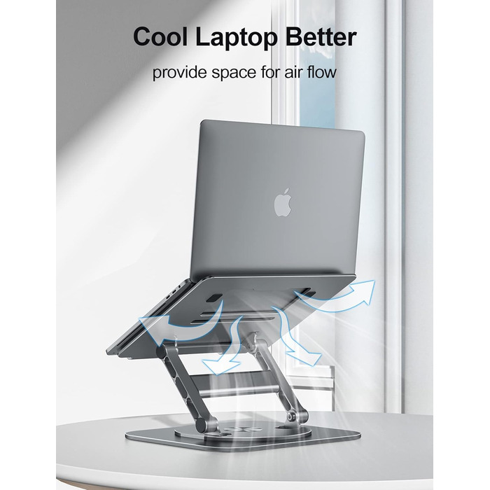 MCHOSE Adjustable Laptop Stand - Ergonomic Aluminum Laptop Riser for Desk - 360° Rotation - Compatible with MacBook Air & 10-17