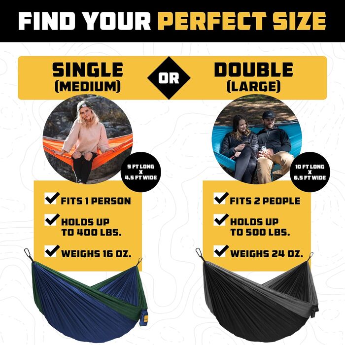 Wise Owl Outfitters Hammock for Camping, Single Hammocks, Outdoor Gear, Backpacking, Survival or Travel, Portable, Lightweight, Parachute Nylon, Blue and Gray (Fuchsia and Sky Blue, Double Bed)