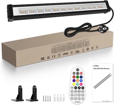 RGB LED прожектор 42W з пультом, диміруємий, водонепроникний IP66, світлодіодний wallwasher для вулиці та приміщення, для саду, дому, вечірок, декору, з пам’яттю