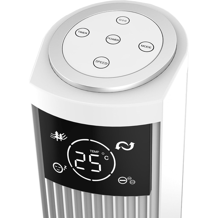 Вентилятор турецький Be Cool 121 см, 3 швидкості, осциляція, LED-дисплей, таймер 12год, іонізатор, пульт, білий, 45W