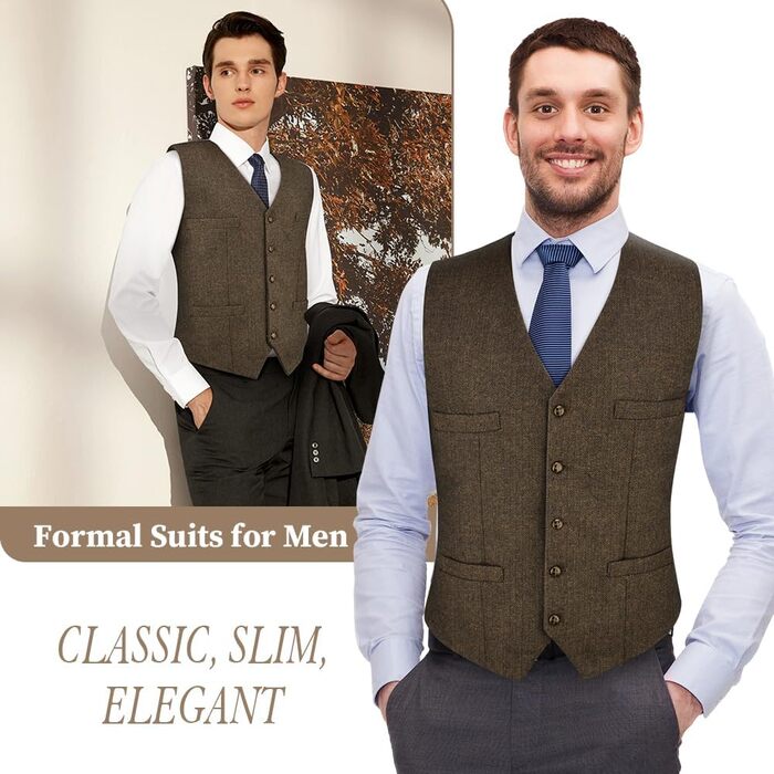 Жаккардова жилетка для костюма: вінтажний стиль, ідеальна для весілля, ділових зустрічей та святкування. Колір: хакі, розмір XL