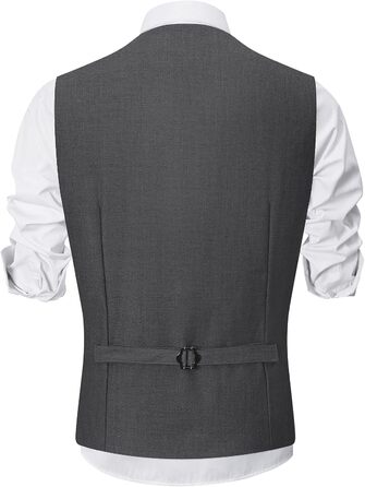 Жилет чоловічий Weste Herren однобортний Slim Fit V-подібний виріз, однотонний для весілля, темно-сірий, розмір 3XL