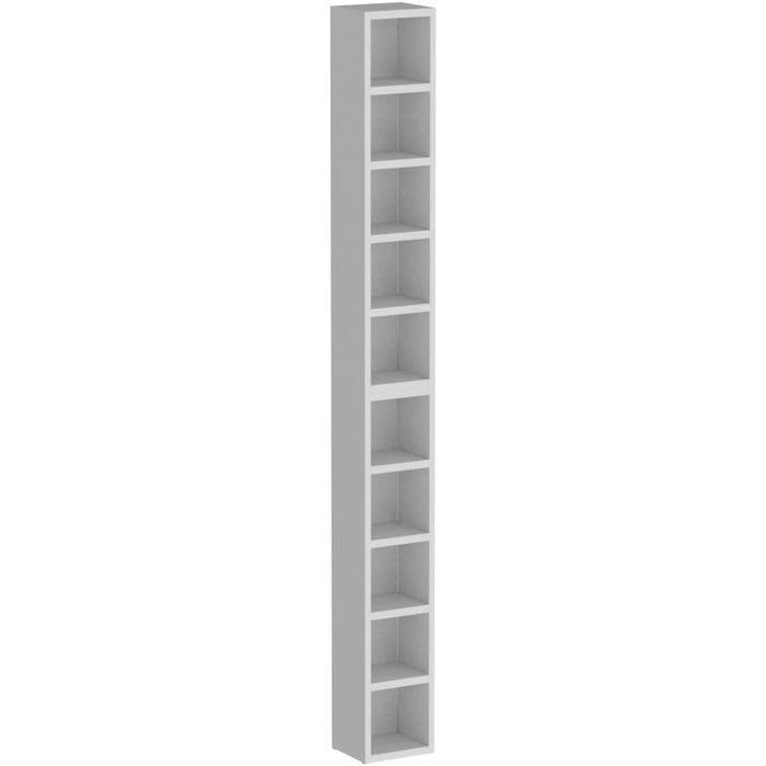 CD DVD BluRay Regal Chart in White – Two-Piece Media Shelf, Storage, CD Stand with 10 Compartments for up to 160 CDs, 20x187 cm (W x H)