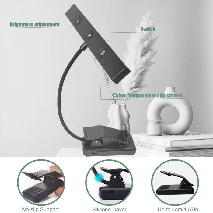 Світлодіодна кліпса-лампа для читання CCHK-18 з USB зарядкою та акумулятором, 18 LED, 4 режими світла, 3 рівні яскравості, складна, для книги, ліжка, офісу, подорожей