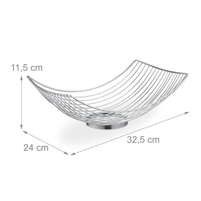 Relaxdays Rectangular Fruit Bowl in Silver