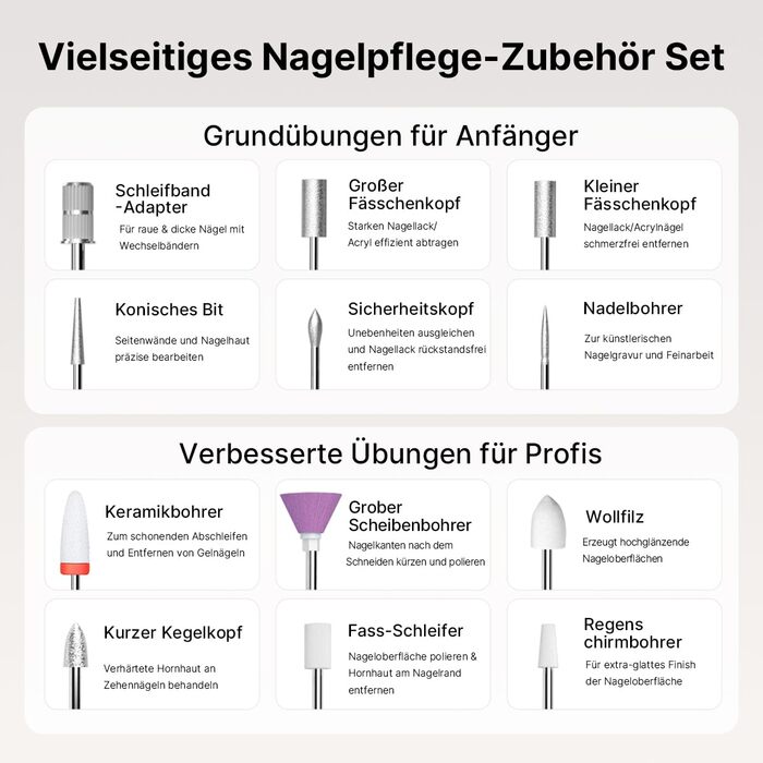 TOUCHBeauty Електрична пилка для нігтів: набір бездротовий, фрезер для манікюру та педикюру з LCD-дисплеєм, 5 швидкостей, тихий, пилозахисний, USB-зарядка (гель, акрил)