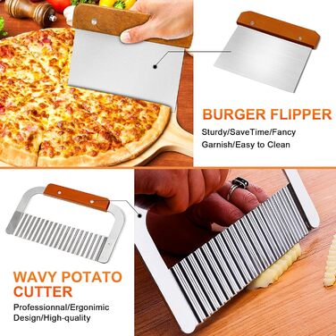 Набір лопаток для гриля MAIKEHIGH: професійний інструмент для BBQ, тепаньякі та кемпінгу (9 шт.)