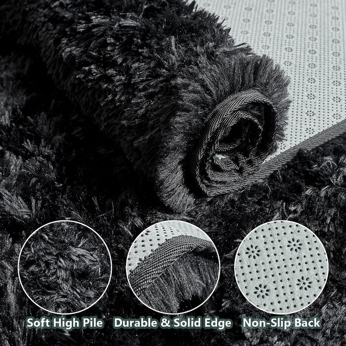 Чохол для ліжка CHOSHOME, м'який килим для спальні, вітальні, дитячої кімнати, штормовий, антиковзаюча підкладка, 90x150 см, 200x290 см (Чорний)