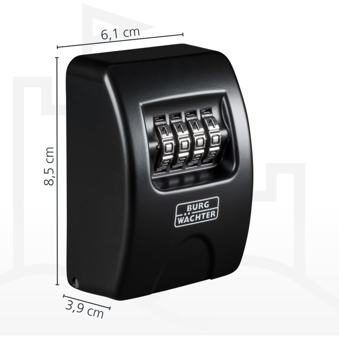 Ключниця-сейф Burg Wächter Key Safe 10 з 4-цифровим кодом для вулиці та приміщень, чорна, настінний монтаж