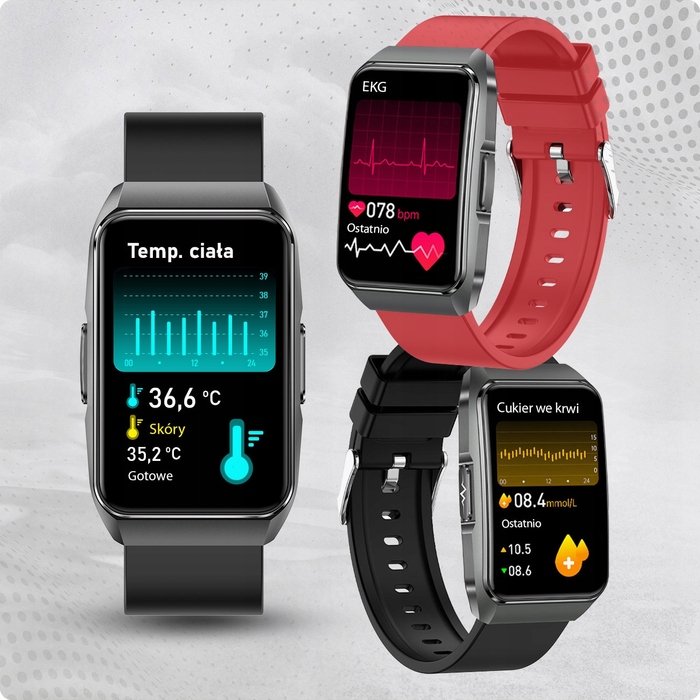 Смарт-годинник для літніх людей JG Smart EKG-650, українське меню, червоний