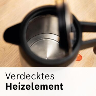 Електричний чайник Bosch MyMoment TWK6M480 з автоматичним відключенням, захистом від перегріву, показом об'єму, функцією SteamStop, захистом від сухого кипіння, знімним фільтром від накипу, 1,7 л, 2400 Вт, нержавіюча сталь