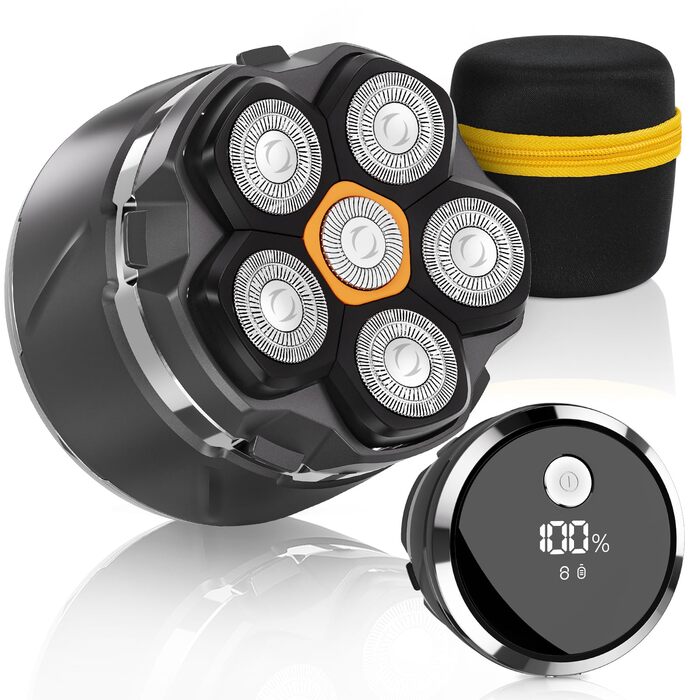 Машинка для гоління голови Glatzen 2026 IPX8, 6D, USB-C, дисплей LED, вологозахищена, для сухого та вологого гоління, сіра