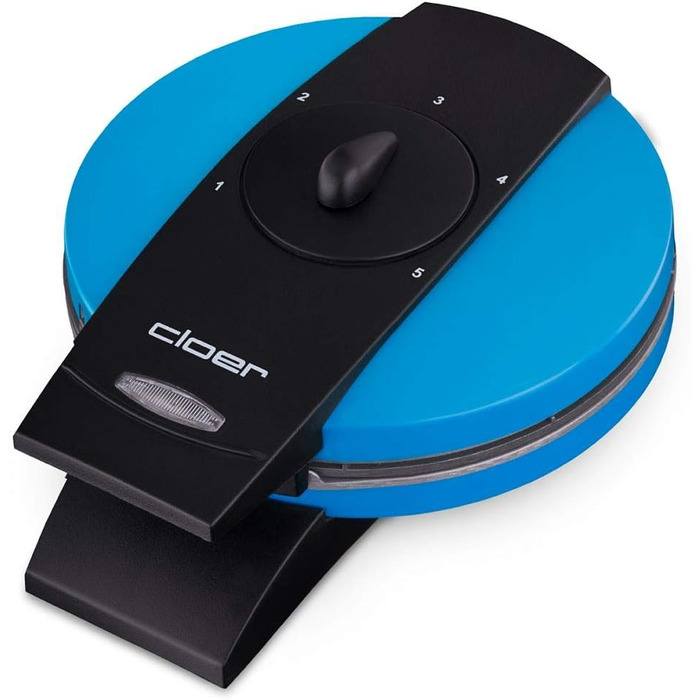 Вафельниця Cloer 1629 для класичних вафельних сердечок, 930 Вт, розмір вафелі 15,5 см, регульований ступінь прожарювання, метал, блакитна, для 1 порції