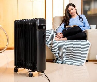 Радіатор масляний Taurus Dakar 7 елементів, 1500W, з термостатом, захист від перегріву, сірий