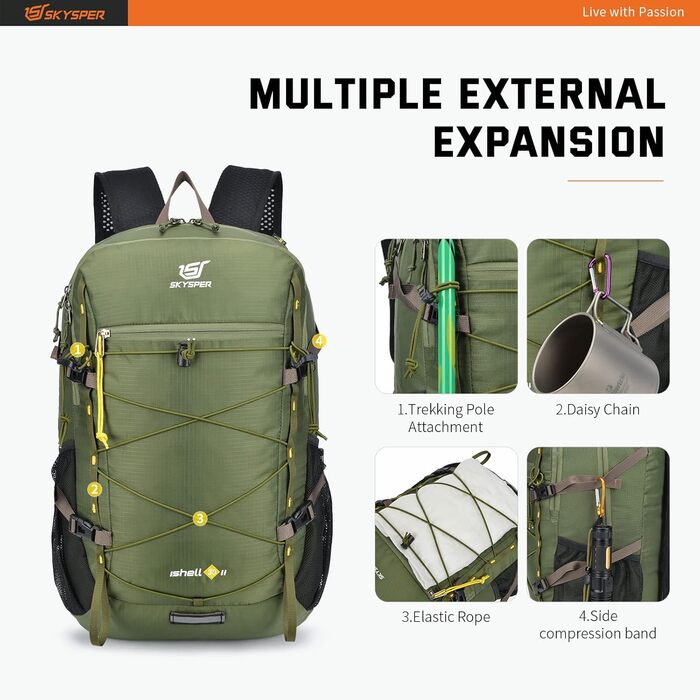 SKYSPER ISHELL 30 Foldable Backpack 30L Ultra-light Daypack Packable Daypack Waterproof Hiking Backpack Travel Backpack for Camping Outdoor Hiking Travel