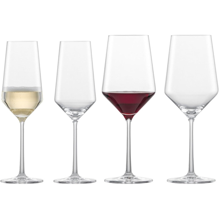 Набір келихів Zwiesel Glas Date Night Pure: 4 шт. (2 шампанських 297 мл, 2 для червоного вина 540 мл), тритан-кристал, для посудомийної машини, вироблено в Німеччині