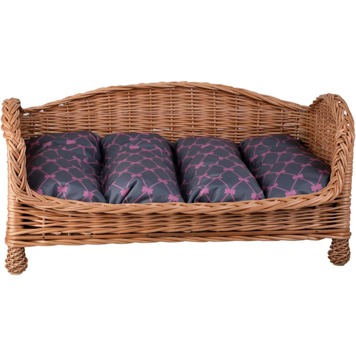 Корзина для собак і котів з ротангу з м'яким лежаком - лежак для тварин, корзина для собак, корзина для котів, собаче ліжко, котяче ліжко (64x42 H35, сірий)