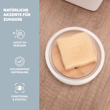 Підставка для мила Bremermann Segno з бамбука та пластику - біла