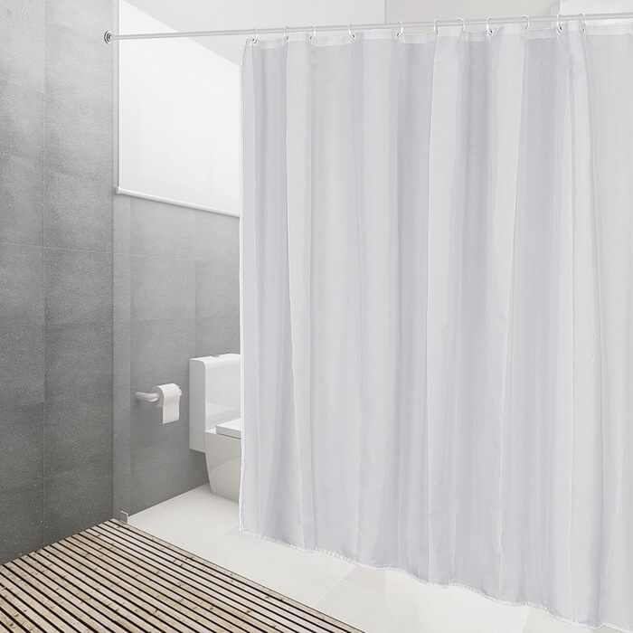 Шторка для душу DUFU, водонепроникна, миється | Швидковисихаюче поліестерне полотно з 12 гачками | Напівпрозора захисна шторка для ванни (180x200 см, Темно-сірий)