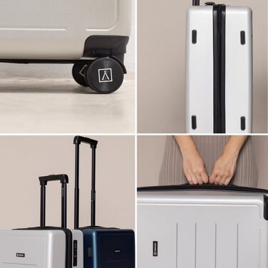 Чемодан ручної поклажі NUMADA PackPro T20 (56x37x22cm) з TSA-замком та 4 колесами. Жорсткий корпус, внутрішні відділення, світло, міцний (Сірий)