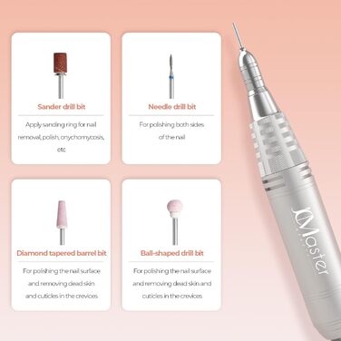 JCMaster TouchPro+ Nagelfräser: Професійний електричний фрезер для нігтів з регулюванням швидкості та сенсорним керуванням, 35000 об/хв, комплект з 4 фрезерами, для гель та акрил, нігті, догляд за ногами