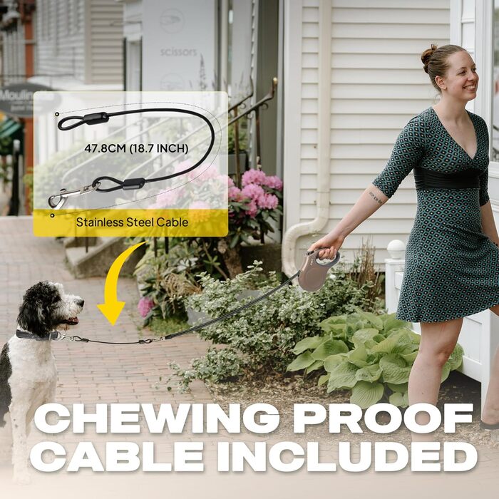 Рулетка для собак Fida, 4.8 м, для маленьких собак до 11.8 кг, 360°, кавовий/коричневий колір