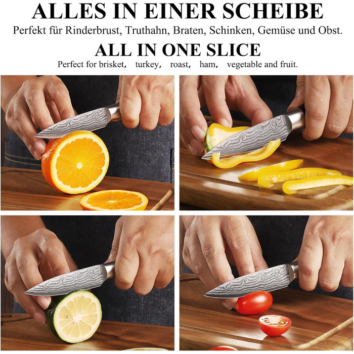 Ніж Sunnecko 9см для овочів та фруктів: універсальний кухонний ніж зі зручною ручкою з нержавіючої сталі