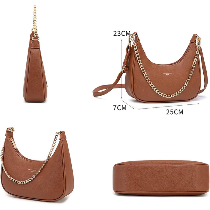 Сумка жіноча David Jones через плече, клатч з ланцюжком, екошкіра, колір коньяк - елегантна сумка для вечірки та повсякдення