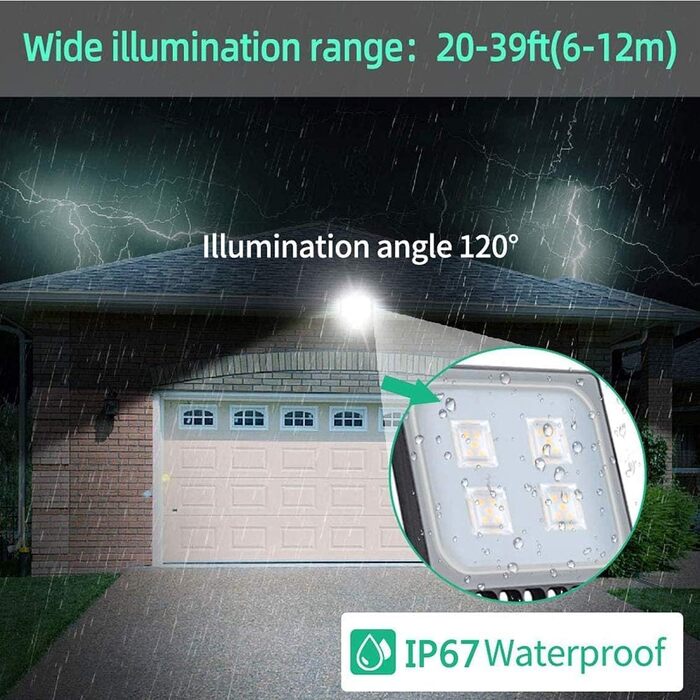 papasbox LED Floodlight, Floodlight, Spot, Searchlight, LED Floodlight Construction Light with Plug, Waterproof IP65, 3000K Warm White, Ideal Wall Light Outdoor Lighting for Garden, Garage, Hotel (Warm White, 20W)