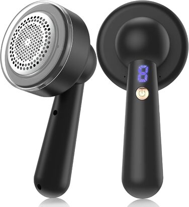 Електричний видальник ворсу з цифровим дисплеєм, 6-клінковий набір, USB-зарядка, 3 швидкості для одягу, меблів, чорний