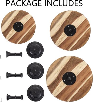 Дзеркальна підставка для тортів NUPTIO, 3 шт: дерев'яна, для весілля, дня народження, дитячого свята, кексів, чаювання. Чорний колір.