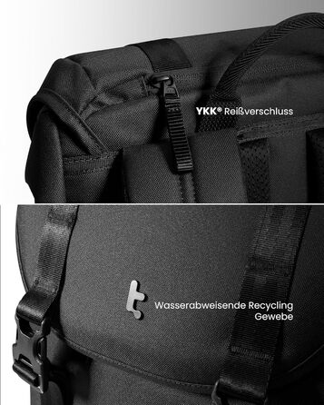 tomtoc Laptop Backpack for Women and Men, Vintage Daypack Daypack Casual Backpack with 22 Liters for Everyday Use, Leisure, University, School, Classic Backpacks Fits 13-15.6 inch Laptops, Black (Black)