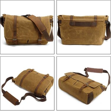 Водонепроникна фотосумка Neuleben для DSLR, наплічна, вінтаж, велика, з канвасу та шкіри, зелена