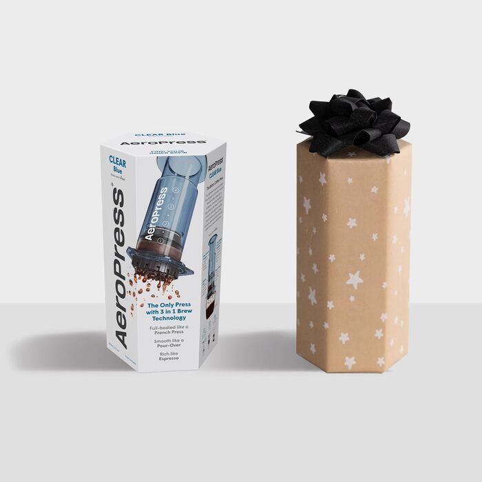 Прозора кавоварка AeroPress Clear Blue 3-в-1: френч-прес, пуровер та еспресо, портативна міні-кавомашина для подорожей і кемпінгу, без гіркоти, синя
