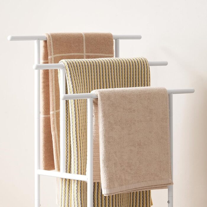 HOOBRO Настінна/Підлогова Сушарка для Рушників з 3 Перекладинами та 2 Полицями, Колір: Темно-Коричневий/Чорний, EBF05LB01