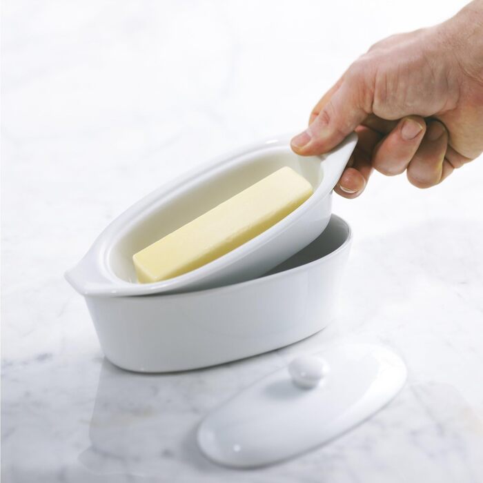 Trudeau 09607081A Butter Boat Butterboot, Porcelain, White
