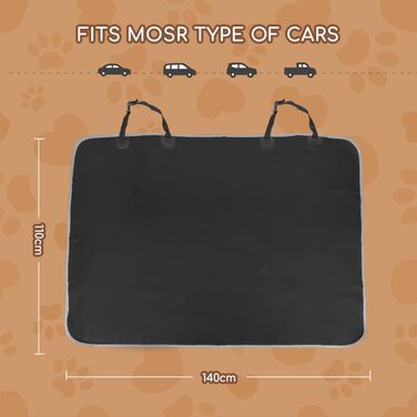 Чохли на сидіння для собак Nobleza, універсальні, чорні, 140x110 см, Oxford, водонепроникні, зносостійкі