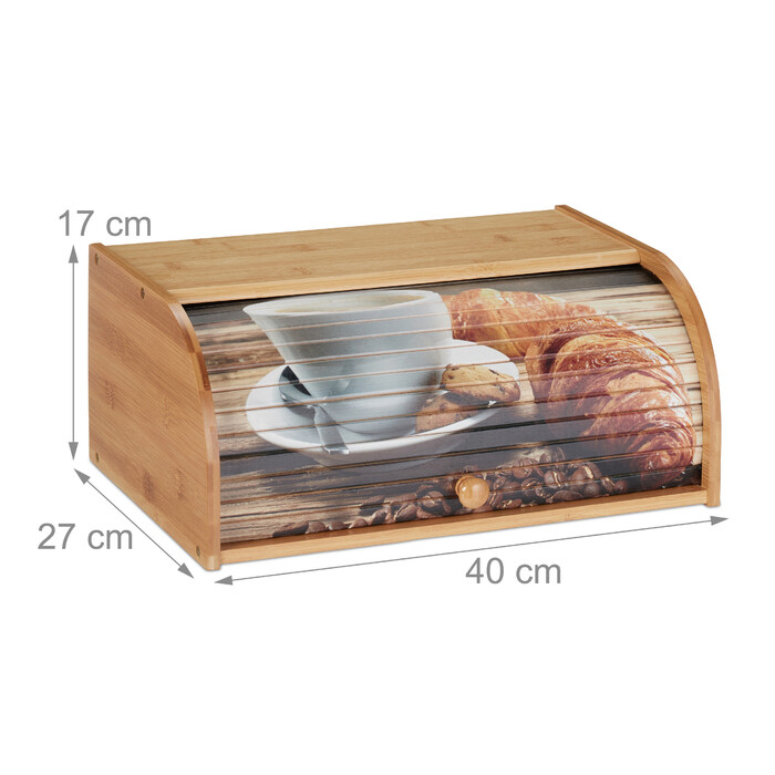 Relaxdays Bamboo Bread Box with Roll-Up Lid