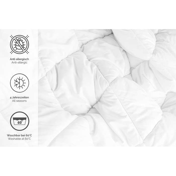 Alreya Quilt Cover 240x220 cm Down Comforter - 100% Cotton Top - Hypoallergenic for Allergy Sufferers - Soft & Warm All-Season Duvet - Breathable Quilt