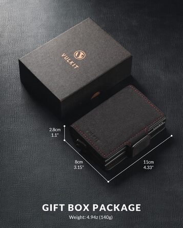 Чохл для карток VULKIT: шкіряний картхолдер для чоловіків з RFID захистом (темно-сірий нубук)