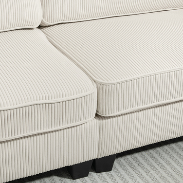 HOMCOM 3-Seater Sofa, Couch with Armrests, Back Cushions, Living Room Sofa with Cord Cover, Spring Core, Upholstered Sofa for Living Room, Bedroom 227 x 84 x 87 cm, Cream White | Aosom