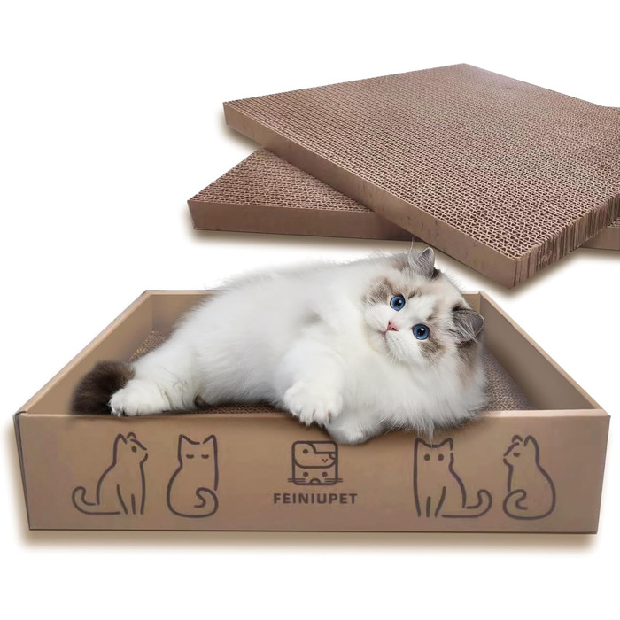 Набір когтеточок для котів (3 шт.): велика когтеточка з будиночком, довговічна двостороння гофрокартонна поверхня, іграшка для дому, безпечна та чиста