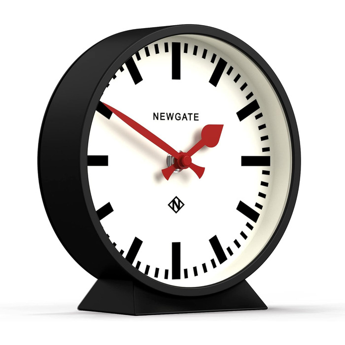 NEWGATE® M Mantel Clock for Fireplace Inserts, Silent, No Ticking, Modern Mantel Clock, Small Mantel Clock, Railroad Dial, Black