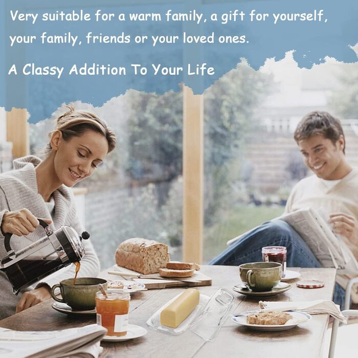 Gusnilo Butter Dish made of Glass, Classic Butter Dish, Transparent, with Lid and Handle, Dishwasher Safe, 1 Piece