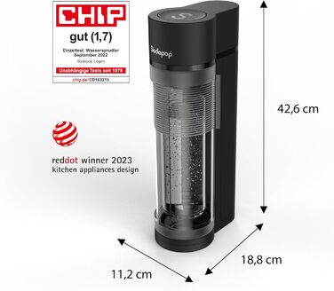 Sodapop Wassersprudler Logan: Набір для газування води з CO₂ балончиком та 3 скляними пляшками, матовий чорний, 42,6 см