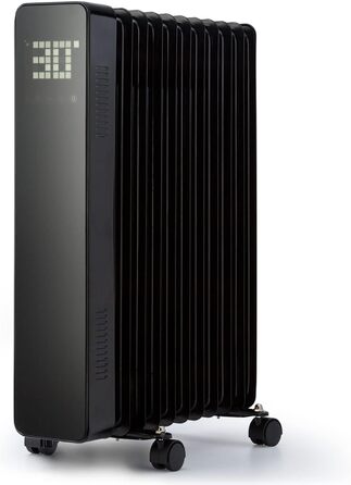 Електричний масляний радіатор Klarstein 2500W з термостатом та Wi-Fi, мобільний, чорний