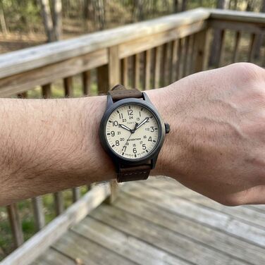 Годинник наручний Timex Expedition Scout – унісекс, кварц, аналоговий, ремінець з нейлону, коричневий/білий