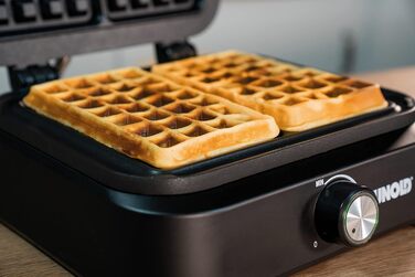Вафельниця Unold 48275 Belgisches Waffeleisen Brüssel: подвійний автомат, регулювання температури, антипригарне покриття, 1500 Вт, чорний