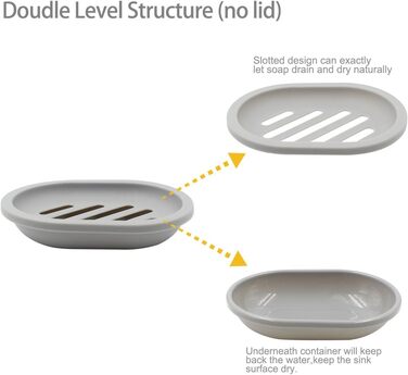 Набір мильниць Topsky 2 шт: сірі, для ванної та кухні, легко миються, підтримують суху мильну брусок